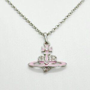 Vivienne Westwood Crystal Pink Heart Diamante Nana Orb Necklace